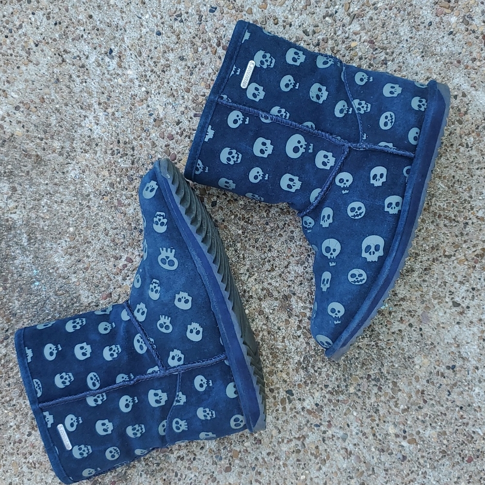 EMU Australia Skull Brumby Waterproof Boots Blue Wool Lining Youth 4